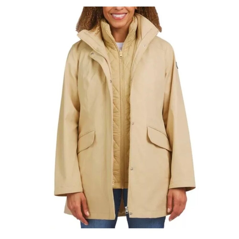 NWT Women's Lands' End 3-in-1 Systems Jacket Size Small Tan Coat $120 FFF332